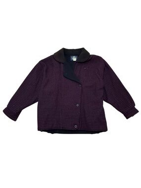 Women’s Vintage 1980s Woolrich Purple Black Houndstooth Wool Jacket Made in USA